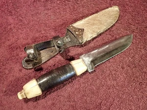 CUCHILLO DE CAZA MUY ANTIGUO FORJADO A MANO PESADO AFILADO GENTE SAMI SUECIA SUECO - Imagen 1 de 12