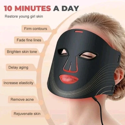 LED Gesichtsmaske mit Touch Button, 7 Farben LED Lichttherapie Maske für Gesicht - Bild 1 von 4