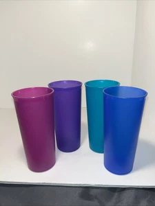 4 Vintage Tupperware Stackable Tumblers #115 Jewel Tone Colors 12oz - Picture 1 of 7