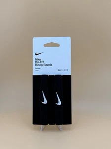 Nike Pro Dri-Fit Adult Skinny Bicep Bands Football Wristbands Black/White - Picture 1 of 3