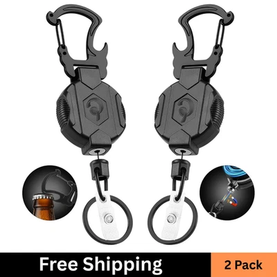 Paquete de 2 Llaveros Retráctiles Mosquetón de Alta Resistencia Porta Insignia con Cierre Magnético Foto 1 de 4