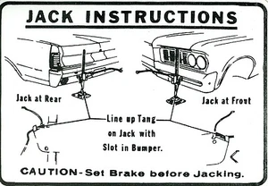 1964  GTO/TEMPEST/LEMANS JACK INSTRUCTION DECAL - Picture 1 of 1