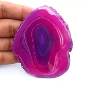 Lila Scheibe glatt Cabochon 81x63 mm natürliche Geode Scheibe Achat 234 Karat zum Selbermachen BS-975 - Bild 1 von 11