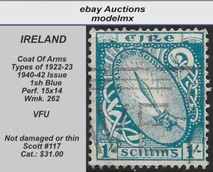 Irland - 1940-42, Sc#117, Wappen, ss - Sc. 31,00 $ - Bild 1 von 2
