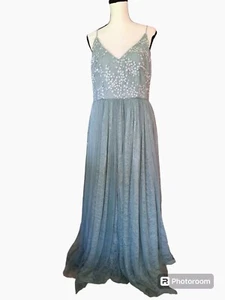 adrianna papell Kleid 16 Pailletten Mieder Netz Rock formell lang - Bild 1 von 7