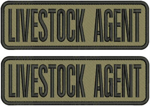 LIVESTOCK AGENT 2 EMBROIDERY PATCH 3X10 '' HOOK ON BACK  BLACK ON COYOTE TAN