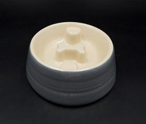 Petrageous Dog Bowl Raised Bone Interior Stoneware Slower Eating Gray 4-1/2 Inch - Picture 1 of 8