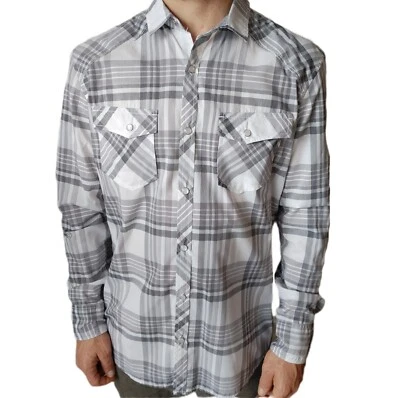 Men's Grey White Plaid Button Up Shirt Medium M INC International Concepts - Image 1 of 4
