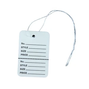 SSWBasics Small Strung White Perforated Coupon Price Tags 1 1/4"W x 1 7/8”H - Picture 1 of 2