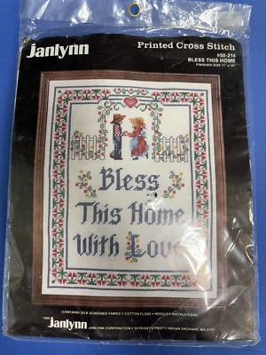 Janlynn Kit Punto de Cruz Bendice Esta Casa 11"x14"50-214 1986 Pared Decoración Hogar Nuevo Foto 1 de 4