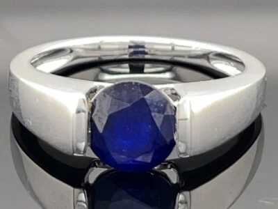 RING GR. 21 (CA.66) AUS 925/-SILBER RHODINIERT MIT SAMBIA SAPHIR SCHMUCKJAGD - Bild 1 von 3