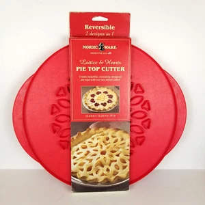 NordicWare Pie Top Cutter 12" Lattice & Hearts Two-Sided - Picture 1 of 6