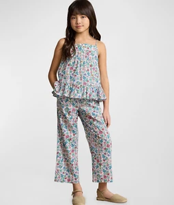 Polo Ralph Lauren Cotton Batiste Top & Pants Set Girl 14 Botanical Woodblo - Picture 1 of 24