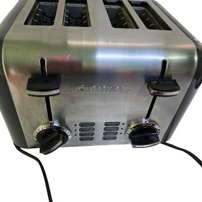 Tostadora de metal clásica de 4 rebanadas Cuisinart controles dobles ranuras de 11/2" modelo CPT-180CB Foto 1 de 4