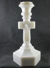 EAPG CRUCIFIX CANDLESTICK GILLINDER CO OPERATIVE FLINT OPAQUE WHITE MILK GLASS