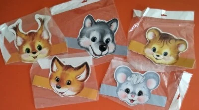 5 Sombreros de Fiesta Rusos Vintage Retro Años 80 Coronas Rostros de Animales Lindos Sin Usar Nuevos Foto 1 de 4