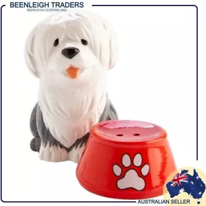 Sheepdog With Bowl SALT & PEPPER SHAKERS Brand New - Foto 1 di 12