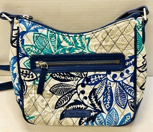 Vera Bradley Small Crossbody Purse Leafy Paisley Gray Green Blue - Picture 1 of 8