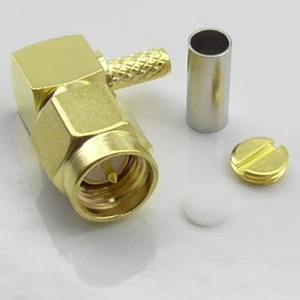 10 x SMA Stecker Crimp Stecker rechtwinklig RG174 RG316 10 Stück RA R/A 10x 10 Stück - Bild 1 von 4