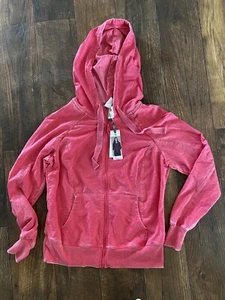 New with Tags Green Tea Pink Azalea Small Hoodie Jacket Full Zip Mineral Wash - Picture 1 of 5