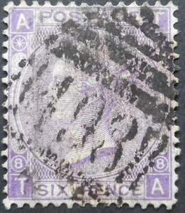 Great Britain 1869 QV Six Pence (Dull violet) plate 8 SG 108 used - Picture 1 of 1