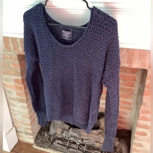 Abercrombie & Fitch marineblauer Strickpullover mit Rundhalsausschnitt adrett Small - Bild 1 von 5