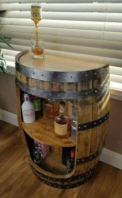 SCOTCH Solid Oak Half Whisky Barrel Handcrafted Drinks Cabinet / Mini Bar / Man Cave