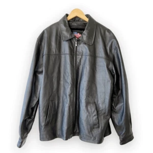 USA Leather Men’s Black Jacket Zip In Liner Size 2XL Motorcycle Moto Big Tall - Picture 1 of 10