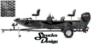 Boat Wrap Gray Modern Abstract Hexagon Fishing Fish Bass Vinyl Graphic Decal Kit - Picture 1 of 1