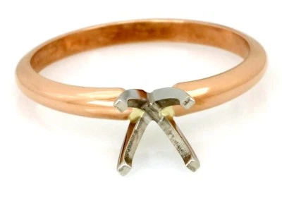 platinum 14k rose gold 6.5mm 1 ct round solitaire engagement ring setting 2.63g - Image 1 of 4