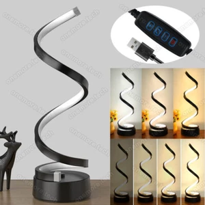 USB Dimmable Table Desk Lamp Modern Spiral LED Bedside Reading Light Night Light - Picture 1 of 12