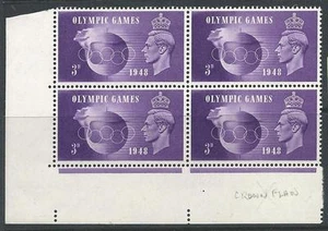 GVI Olympic Games Block Listed Flaws SG QCom 15a/c Hooked 3, Crown Flaw - MNH/MM - Bild 1 von 1