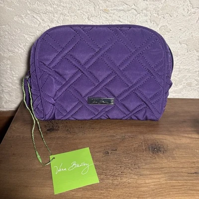 NUEVO CON ETIQUETAS VERA BRADLEY Saúco Púrpura Cremallera Media Cosmético Forrado Plástico Bolsa de Maquillaje Foto 1 de 4