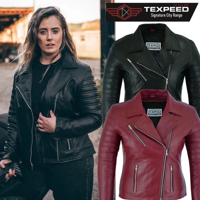 Womens Leather Jacket Coat Motorcycle Casual Style Genuine Ladies Biker Design - Image 1 of 4
