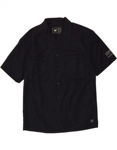 CAT Mens Short Sleeve Shirt Large Navy Blue Polyester BY08 - Picture 1 of 3