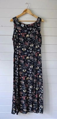 LAURA ASHLEY Black All Over Floral Print Lightweight Maxi Dress UK 16 VINTAGE - Image 1 of 4