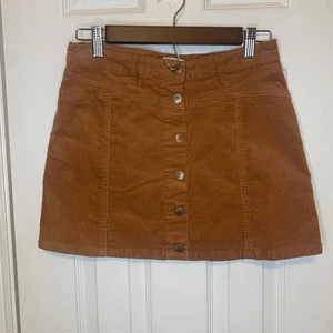 Forever 21 Skirt Mini Corduroy Brown Button Front Vintage Women's Size 27 - Picture 1 of 2