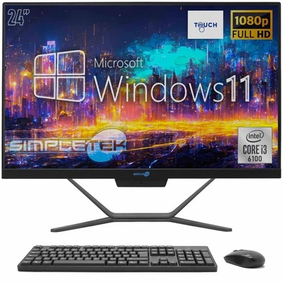 Aio All IN One Touch Screen i3 24 " Windows 11 8GB 480GB Full HD PC Computer - Image 1 of 4