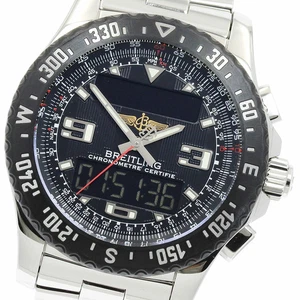 BREITLING WATCH A78364 AIRWOLF RAVEN QUARTZ MOVEMENT BLACK STAINLESS STEEL MEN'S - Picture 1 of 7