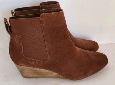 Lands End Chelsea Boot Womens Brown Suede Ankle Bootie Wedge Heel Slip On Sz 10 - Image 1 of 4