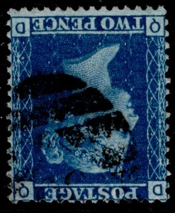 GB QV SG45, 2d Blue Plate 9, FINE USED. Katze 250£. WMK INV QD - Bild 1 von 1