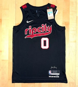New Mens Nike NBA Portland Trail Blazers Lillard #0 Jersey Rip City DX8517 Sz M - Picture 1 of 5