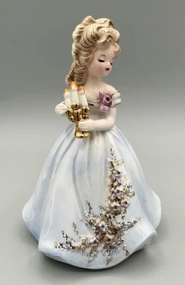 Vestido De Colección Josef Originales Carrera Niñas Serie Debutante Sosteniendo Candelabro Azul Foto 1 de 4