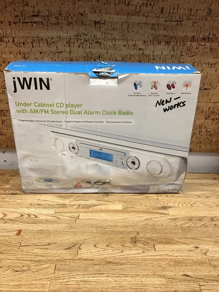 CD player jWIN sob gabinete com rádio despertador duplo estéreo AM/FM NOS QU-1 - Imagem 1 de 4