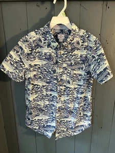 Vineyard Vines For Target Shark Print Button Down Short Sleeve Shirt | Boys Sz M - Picture 1 of 8