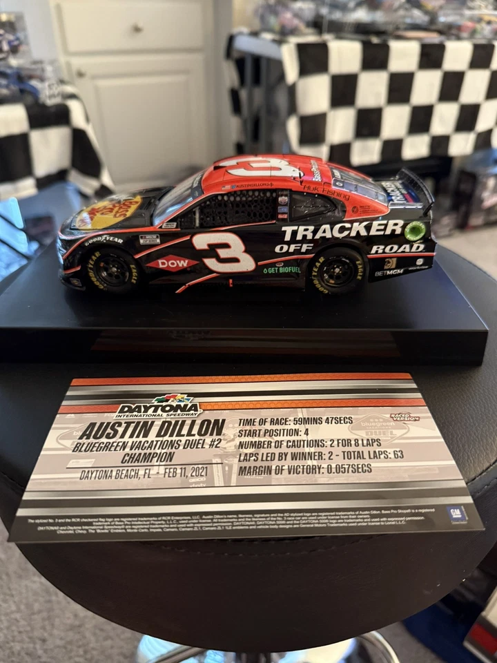 Austin Dillon 2021 Lionel #3 Bass Pro Shops Daytona Duel #2 Raced Winner 1/24 - Image 1 of 4