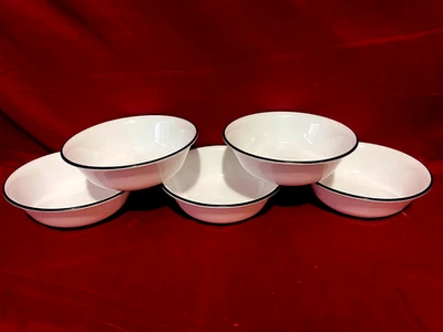 Corelle белые с черным ободком хлопья/суп чаши 6 дюймов (набор из 5) США - Изображение 1 из 2