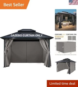 Elegant 4-Panel Gazebo Replacement Curtains 12' x 12' with Double Zipper Privacy - Picture 1 of 11
