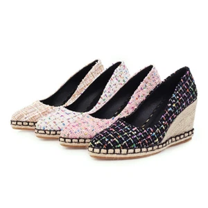 Women's 8cm Wedge Heel Platform Shoes Espadrilles Pointed Toe Pumps AU Size 2~11 - Picture 1 of 16