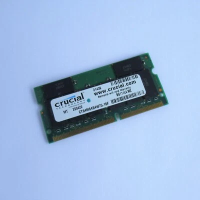 Crucial PC133S-333-542-Z CT64M64S4W75 512MB 133MHz SO-DIMM RAM - Image 1 of 2
